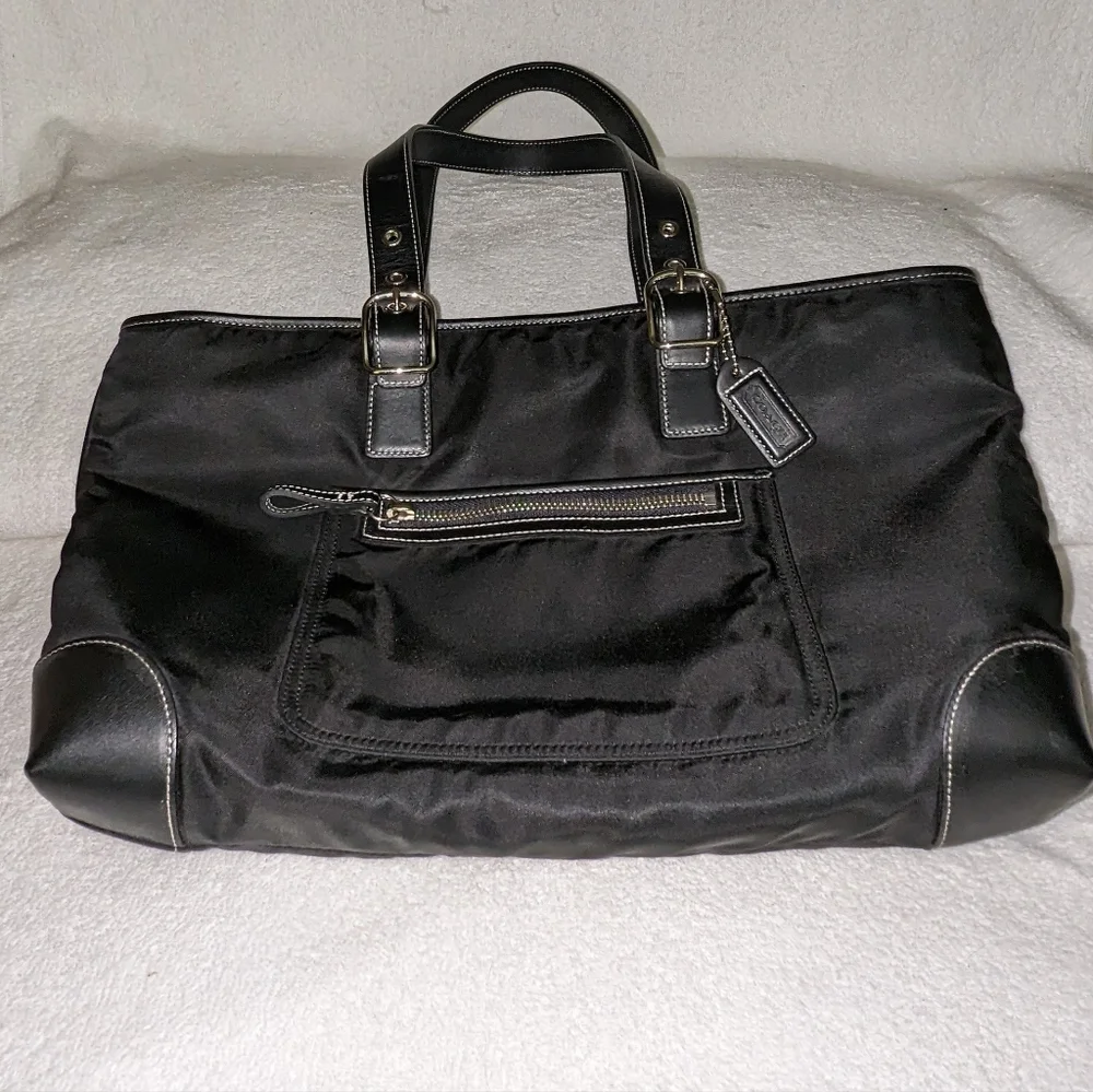 Vintage Coach black nylon tote .4450